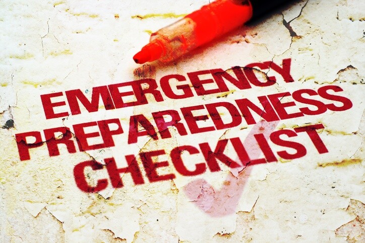 Red text that says emergency preparedness checklist