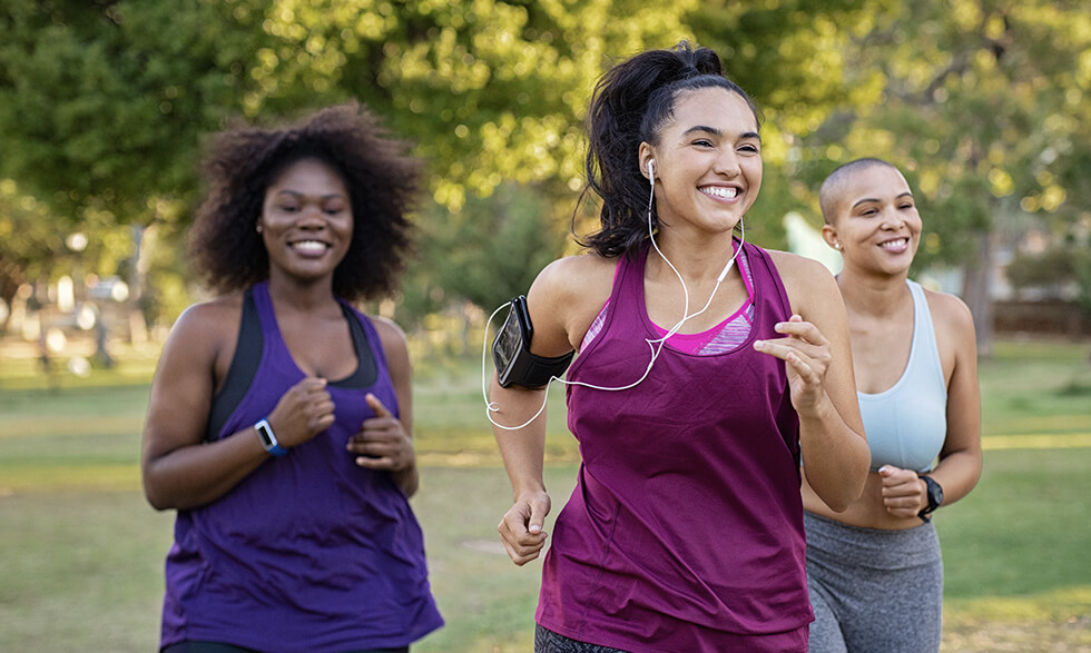 Three women jogging