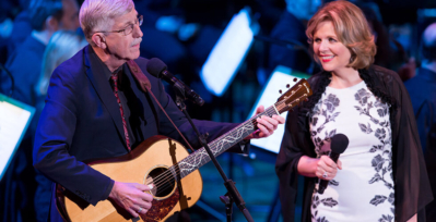 NIH Director Francis Collins, M.D., Ph.D. and Renée Fleming perform at NIH’s 2017 Sound Health event.