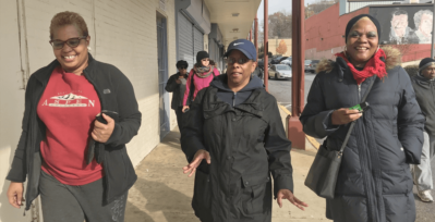 D.C. resident Deborah Nix, left, helps lead a walking program with NIH.