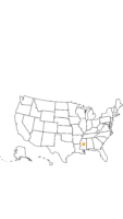 Map of the United States with a star marking Mississippi