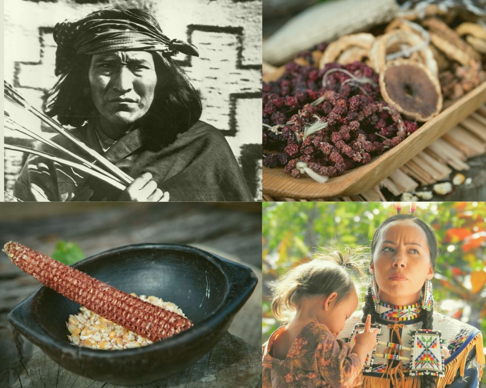 collage of native american producers and ag products