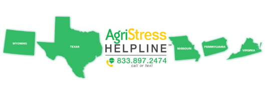 AgriStress helpline. Call or text 833-897-2474.
