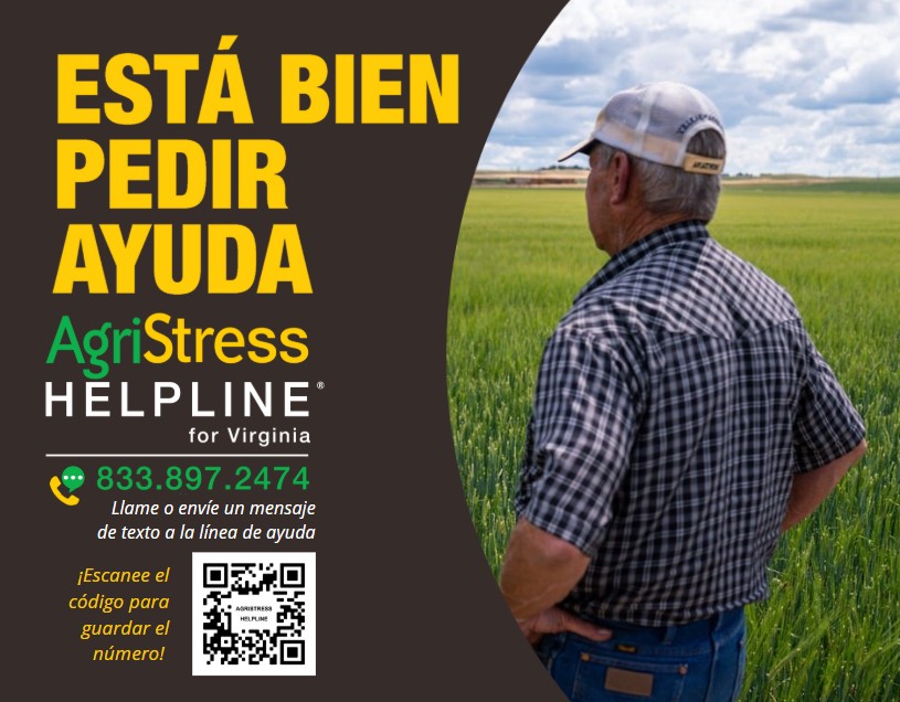 AgriStress Helpline for Virginia 833.897.2474 call or text